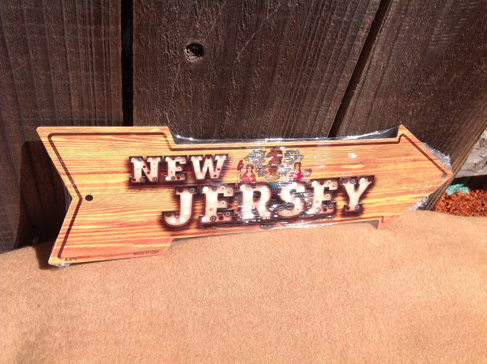 New Jersey State Flag This Way To Arrow Sign Directional Novelty Metal 17" x 5"