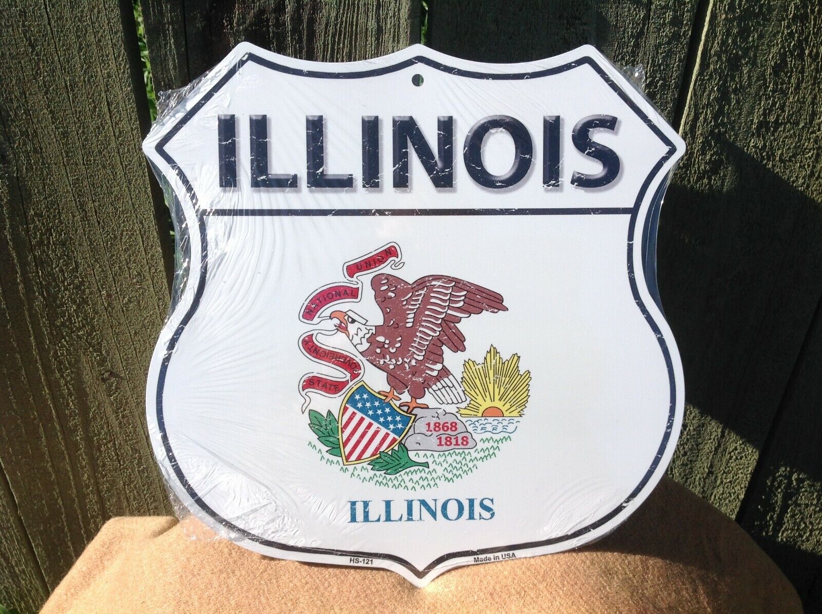 Illinois State Flag US Highway Sign Novelty Metal 12" x 12" Road