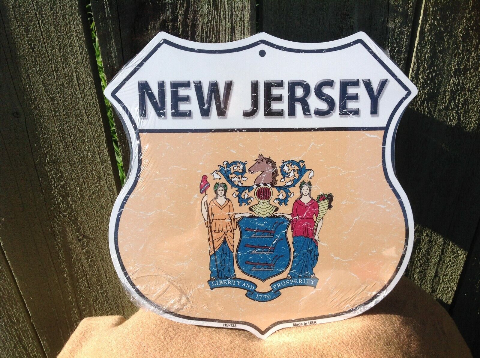 New Jersey State Flag US Highway Sign Novelty Metal 12" x 12" Road