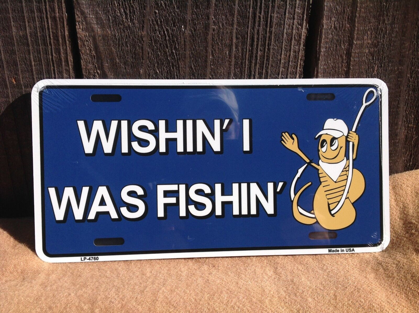 Wishing I Was Fishing Blue Wholesale Novelty License Plate Metal Auto Car Truck 