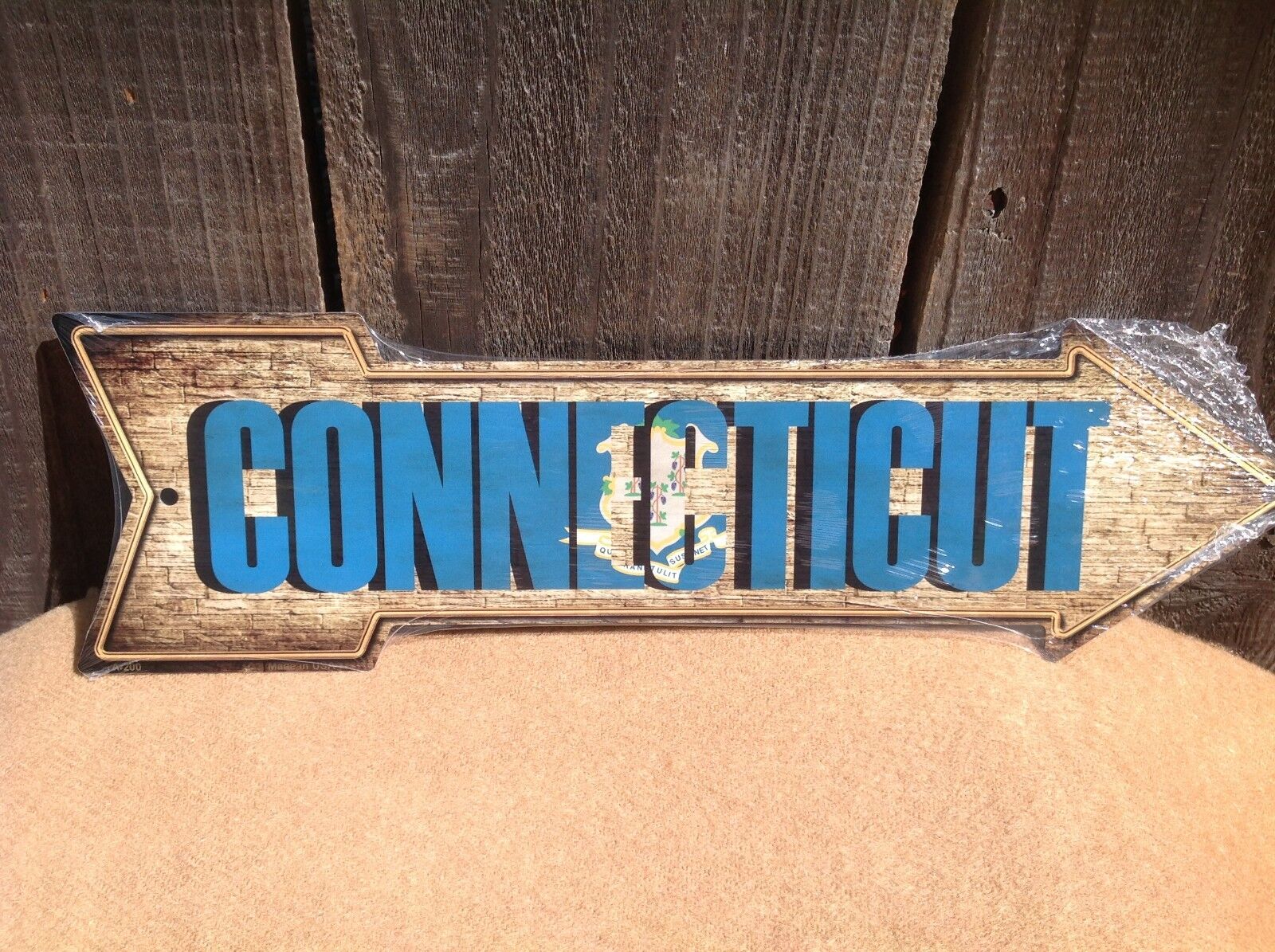 Connecticut State Flag This Way To Arrow Sign Novelty Metal 17" x 5"