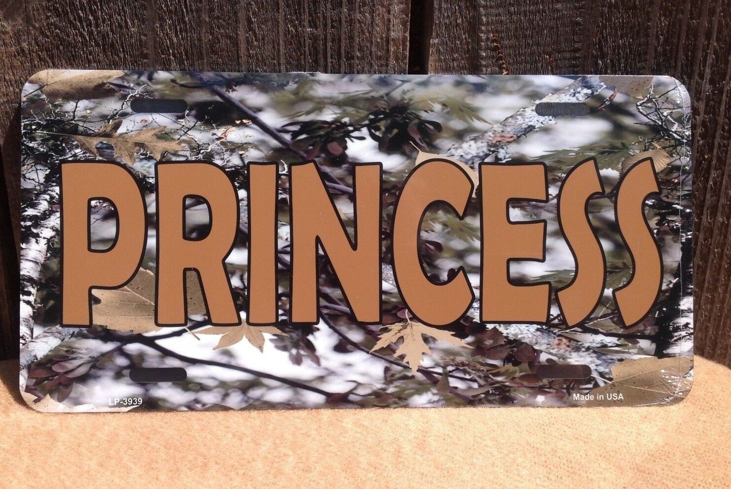 Princess Camo Hunting Novelty License Plate Metal Auto Car Truck Tag