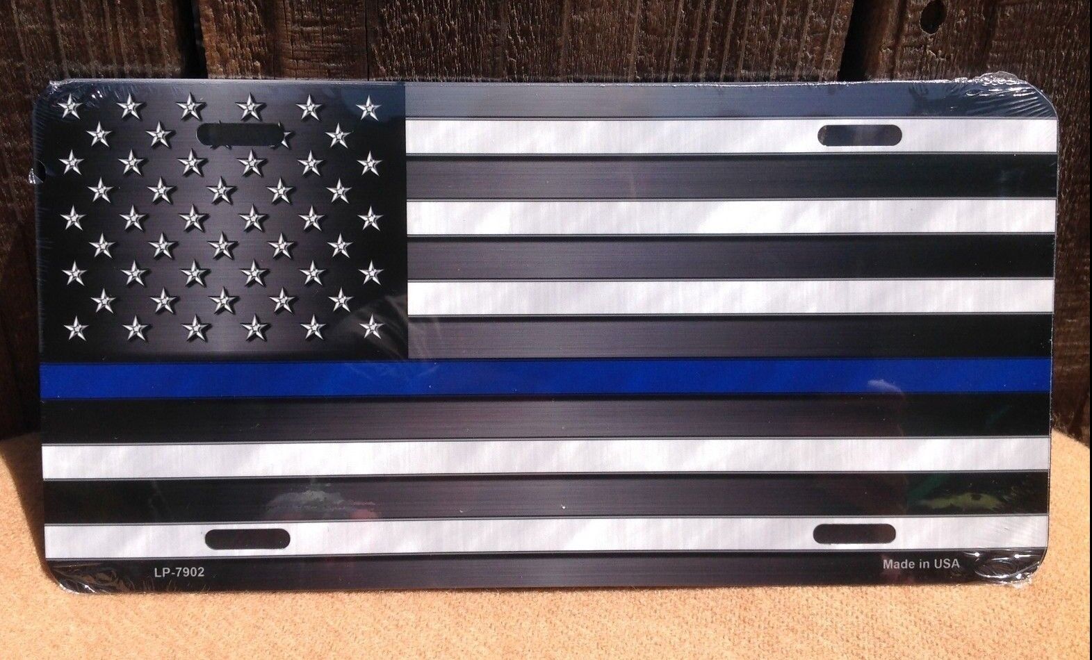 American Flag Thin Blue Line Police Auto Car Truck Metal Novelty License Plate
