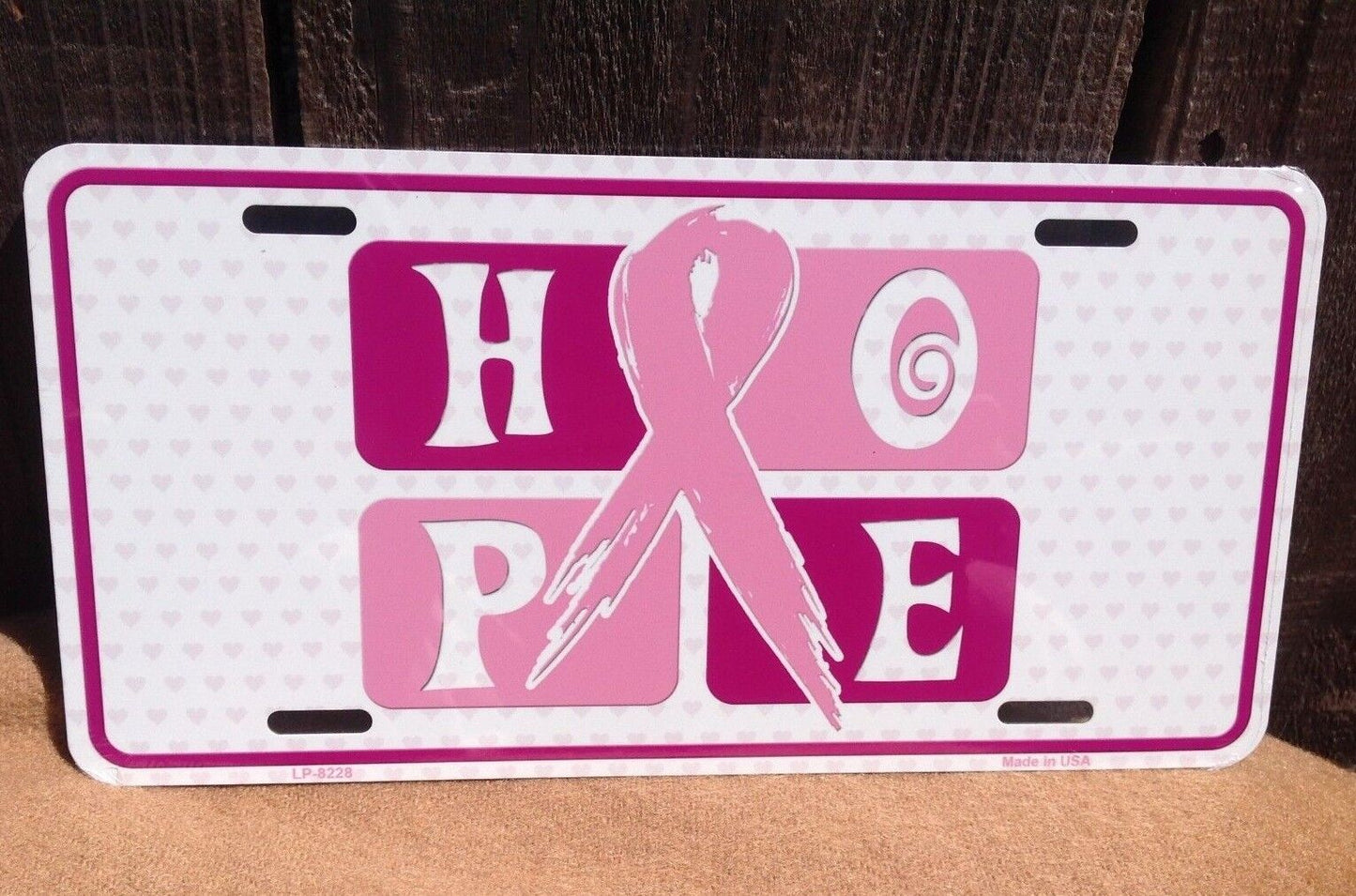 Hope Love Breast Pink Cancer Awareness Ribbon Auto Car Truck License Plate