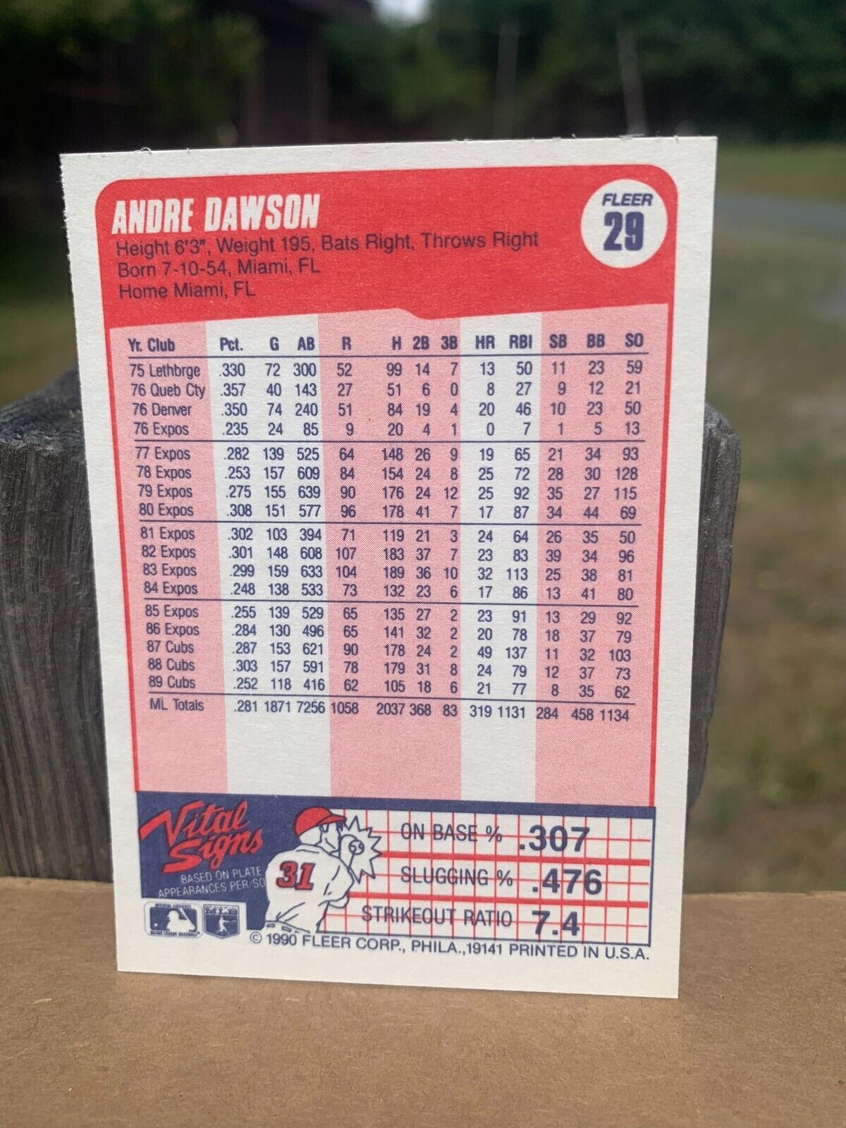 1990 Fleer Baseball Card Chicago Cubs Andre Dawson
