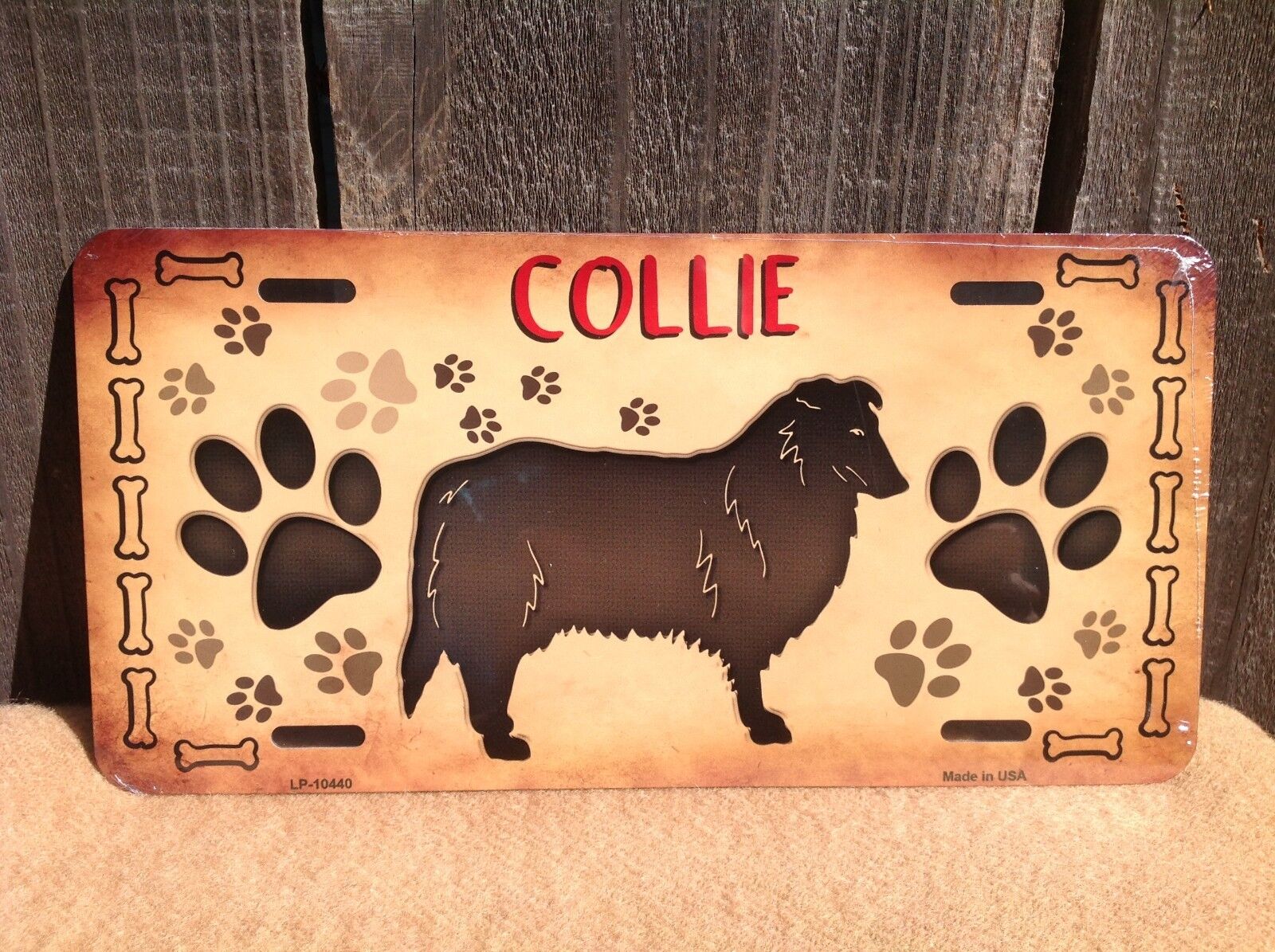 Collie Paw Prints Pet Animal Dog Lovers Novelty Auto License Plate