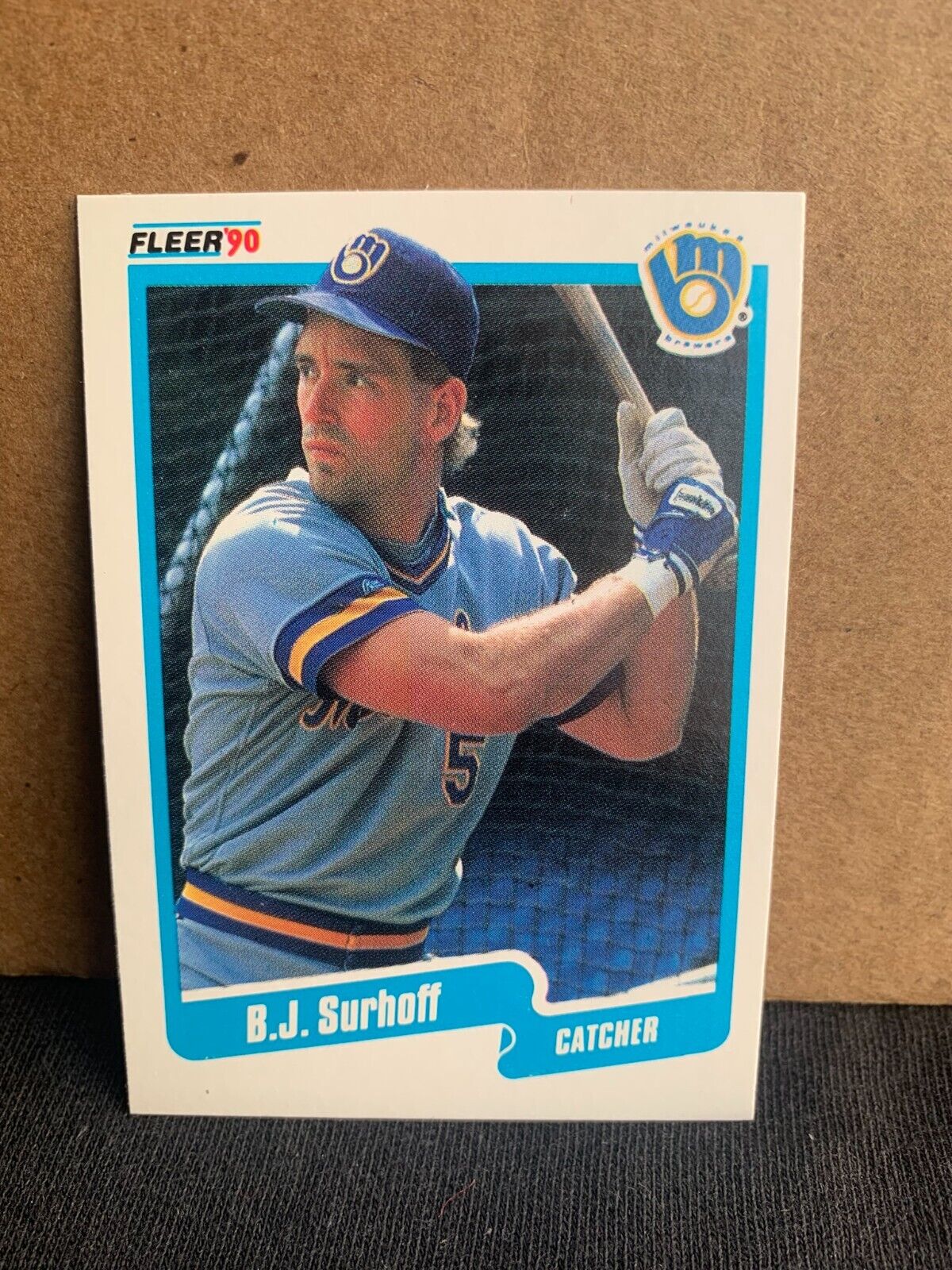 1990 Fleer Baseball Card Milwaukee Brewers B.J. Surhoff