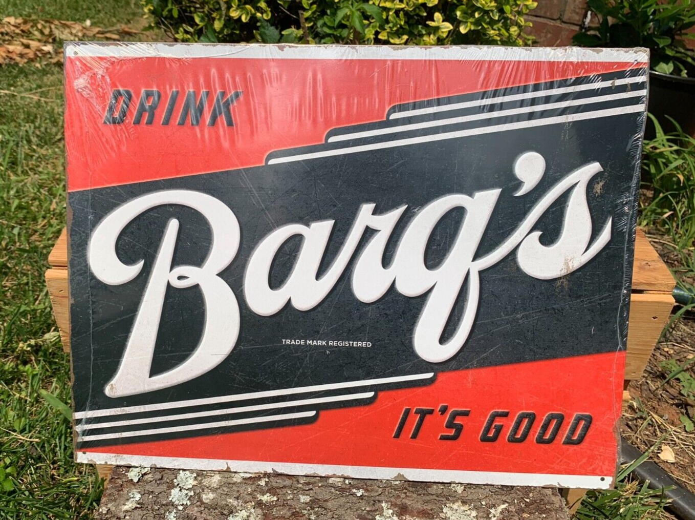 Vintage Drink Barq's Root Beer It's Good Sign Tin Metal Advertising