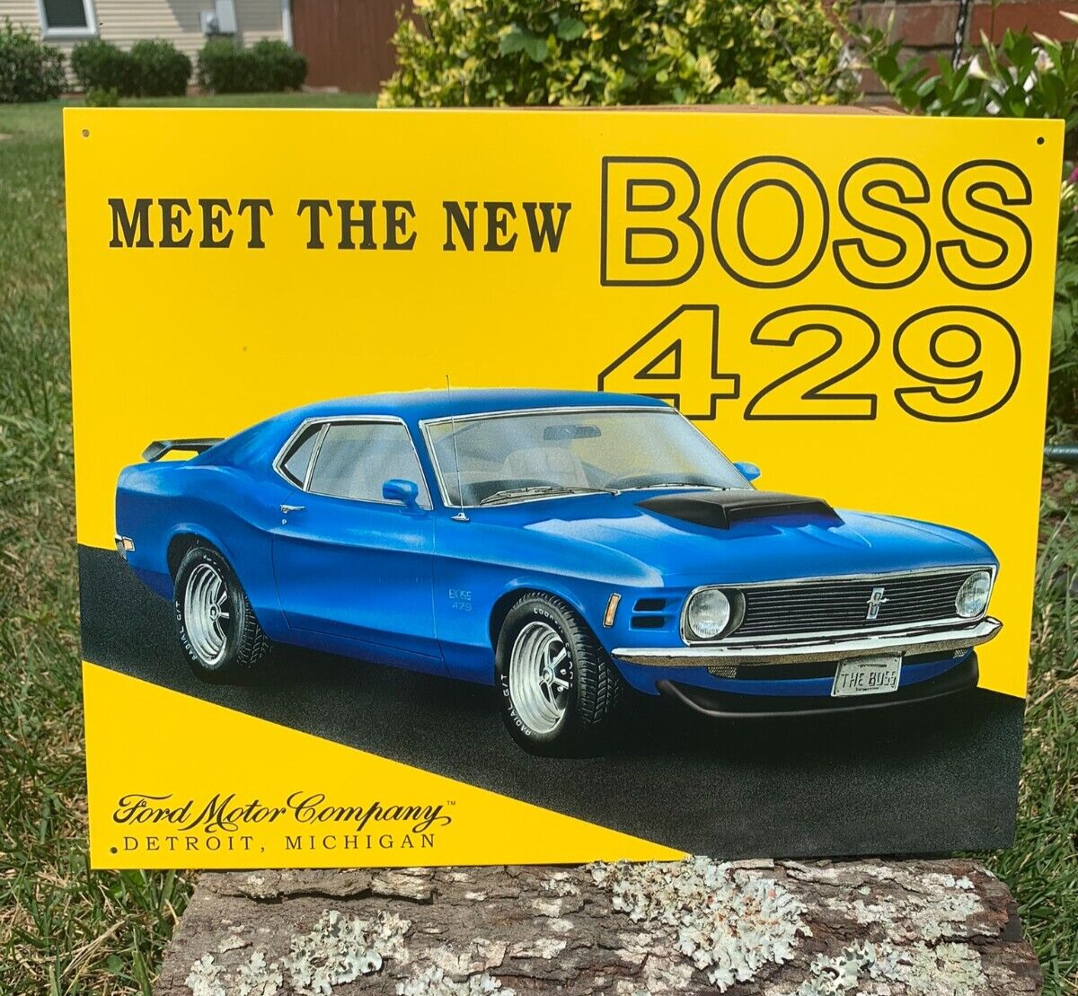 Ford Mustang Meet New Boss 429 Tin Metal Sign Muscle Car Auto Garage Classic