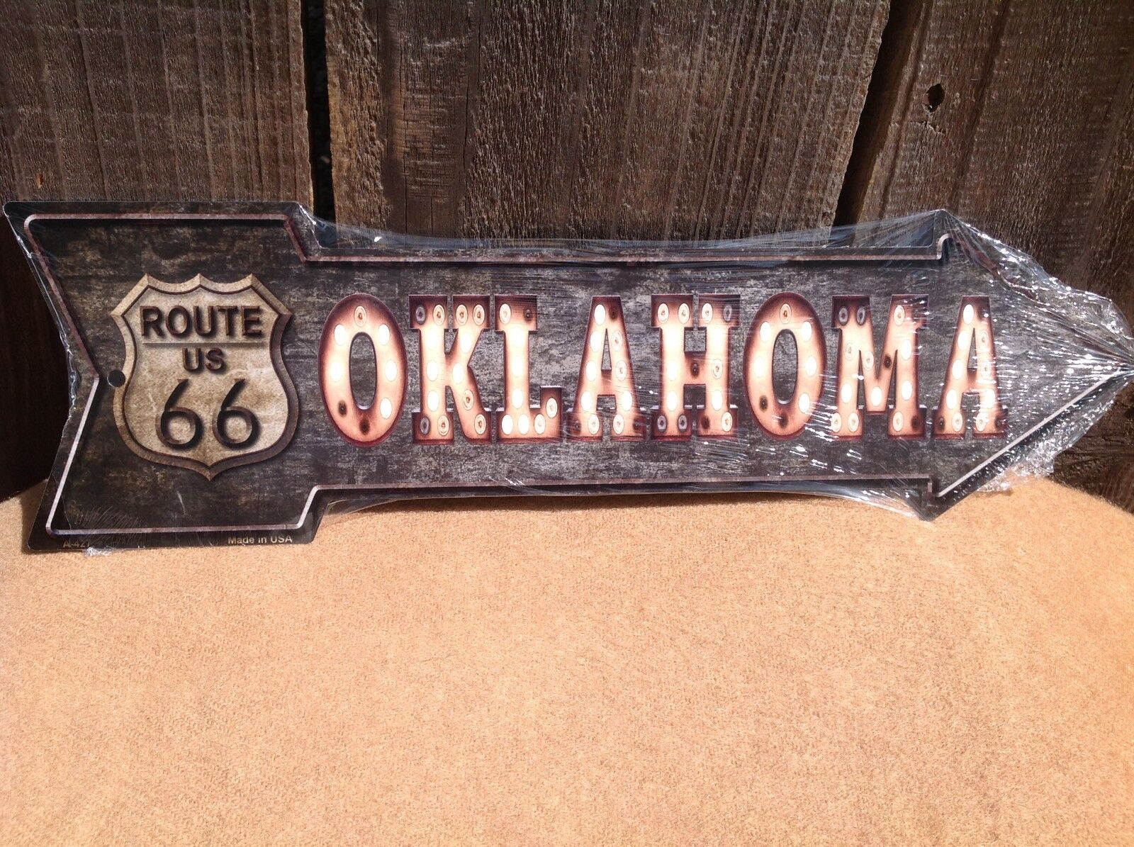 Route 66 Oklahoma This Way To Arrow Sign Directional Novelty Metal 17" x 5"