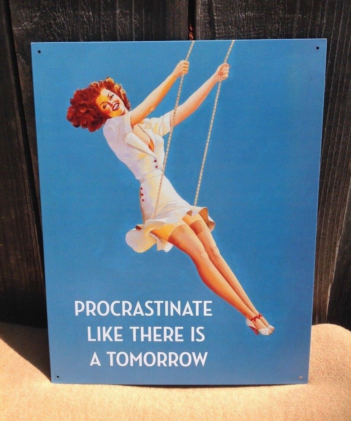 Procrastinate Like No Tomorrow Funny Sign Tin Vintage Garage Bar Old Rustic