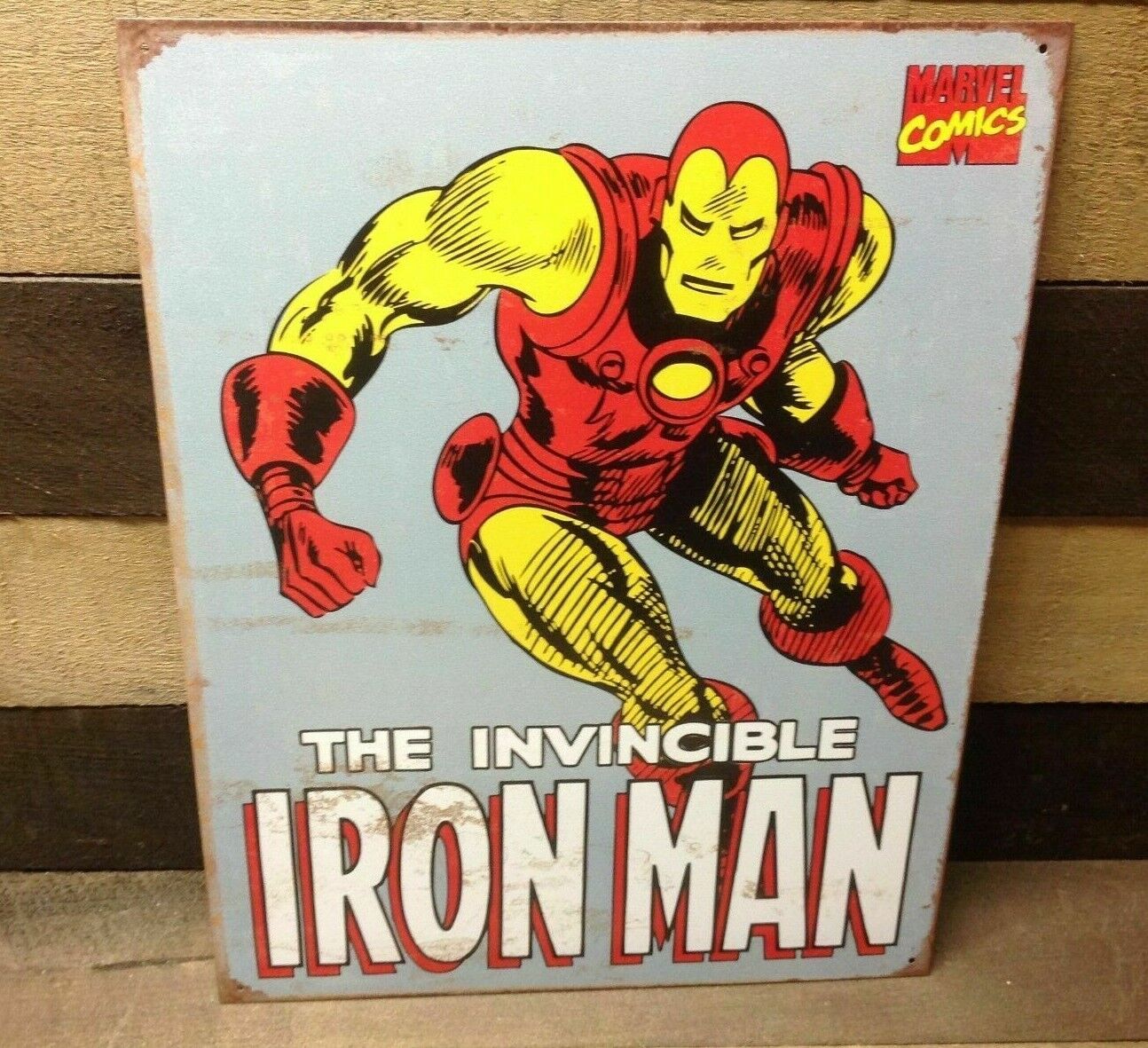 Invincible Iron Man Marvel DC Comics Tin Metal Sign Wall Retro Garage