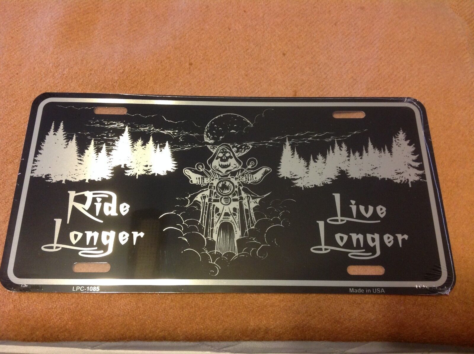 Ride Longer Live Longer Black Brushed Chrome Novelty License Plate Car Auto Tag