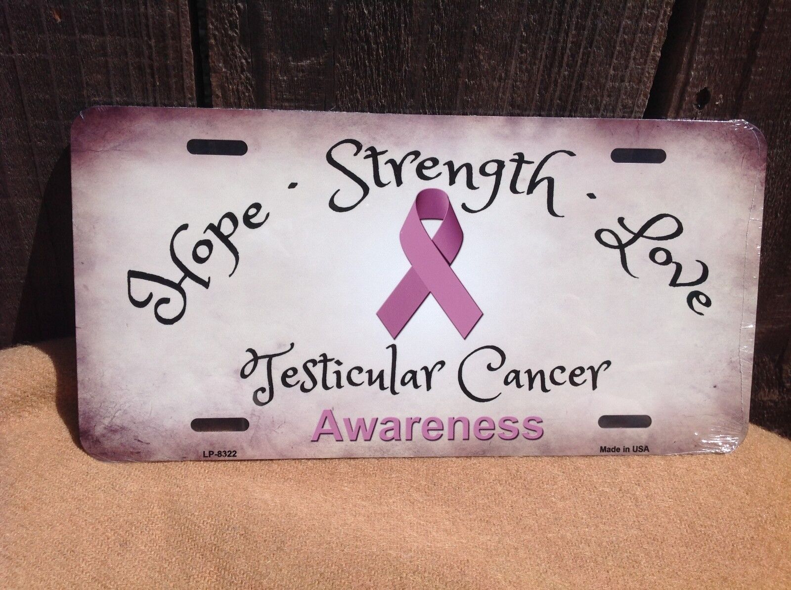 Hope Strength Love Testicular Cancer Awareness Ribbon Auto Truck License Plate