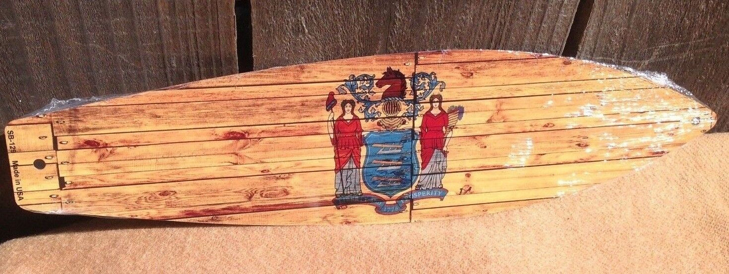 New Jersey State Flag Mini Novelty Beach Surf Board Sign 17" x 4.5"