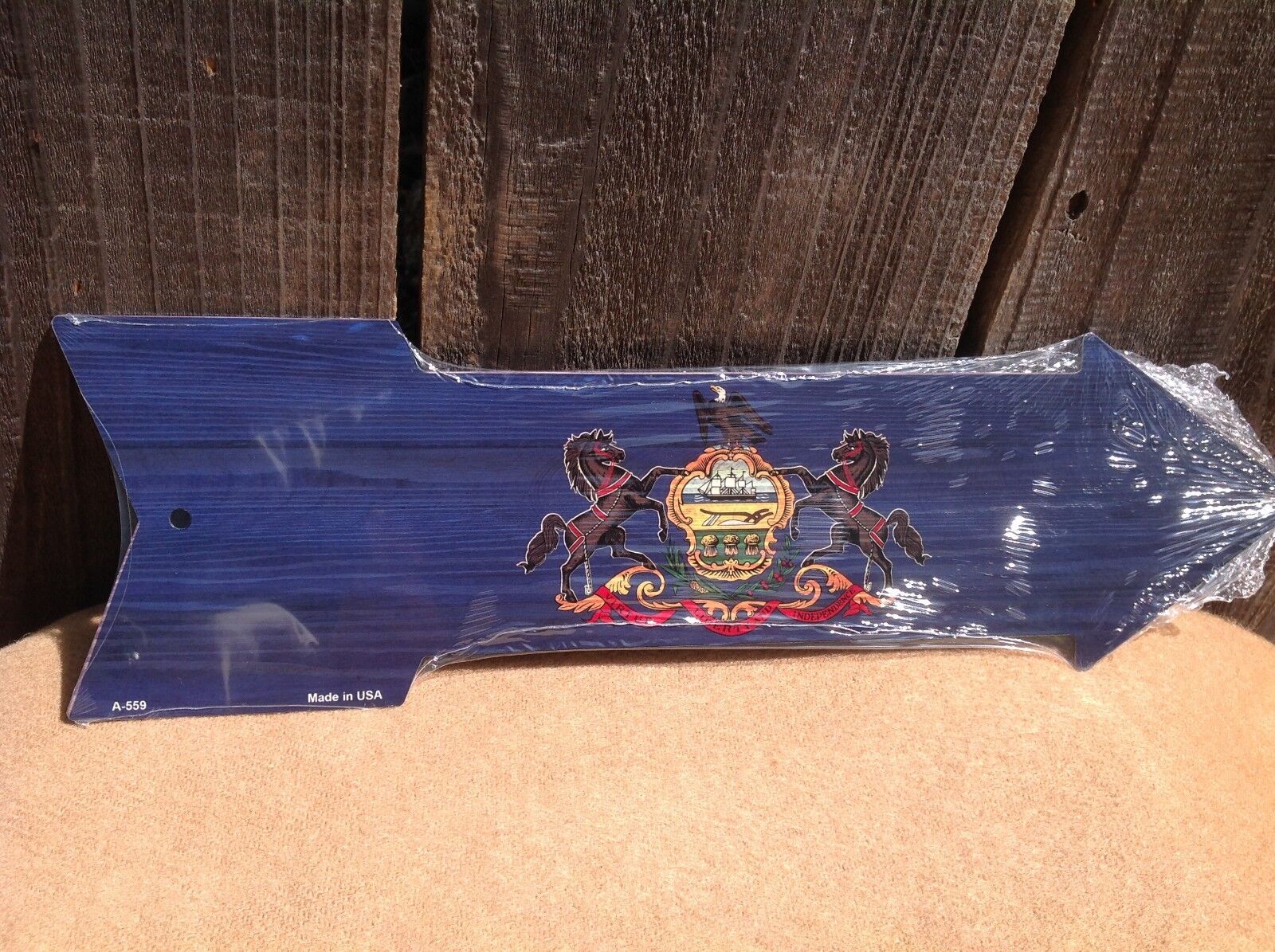 Pennsylvania State Flag This Way To Arrow Sign Direction Novelty Metal 17" x 5"