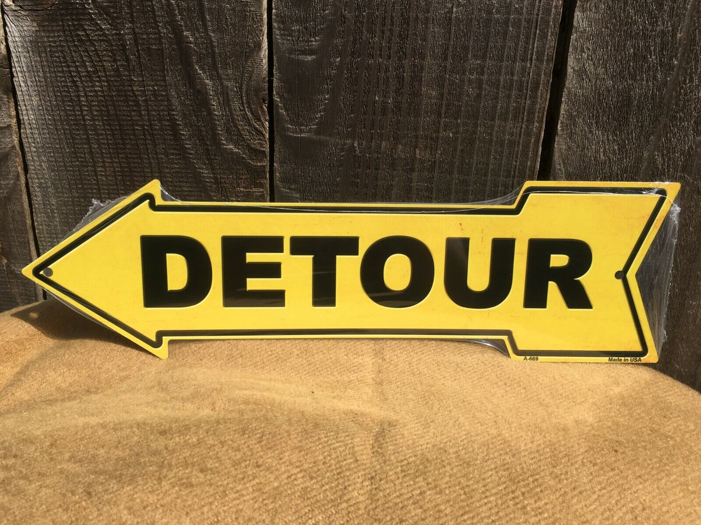 Detour This Way To Left Arrow Sign Directional Novelty Metal 17" x 5"