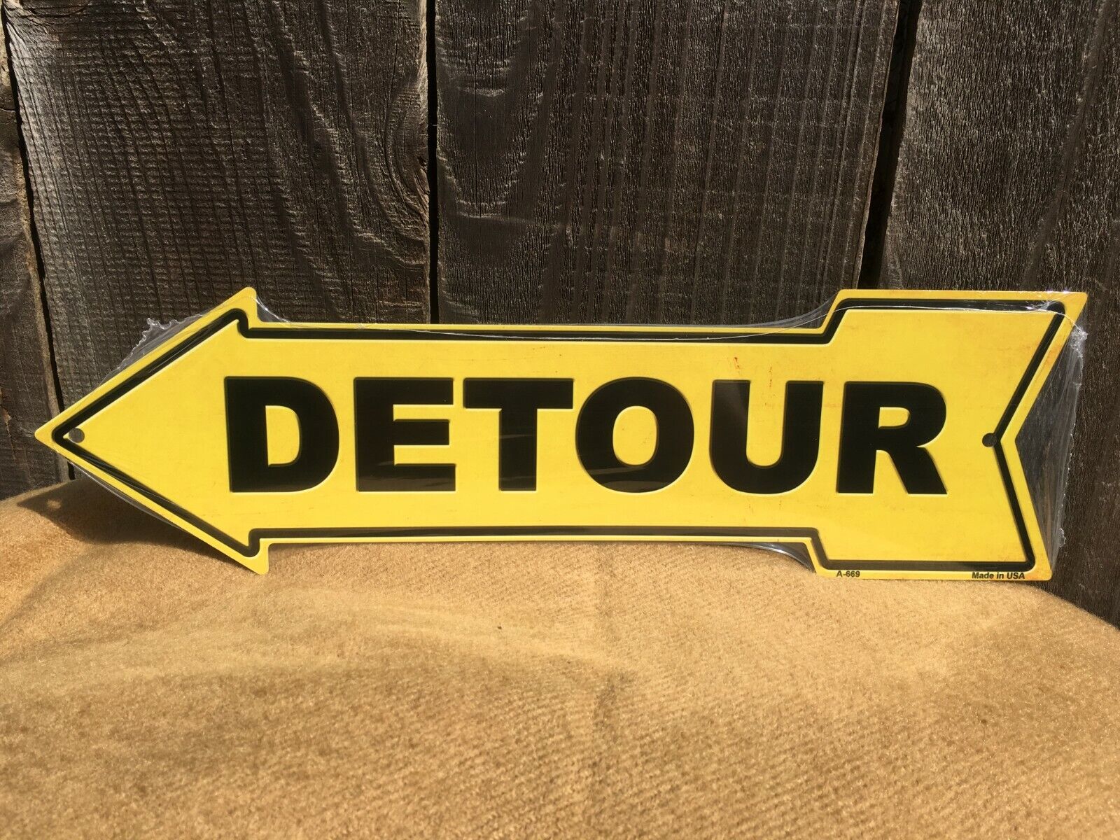 Detour This Way To Left Arrow Sign Directional Novelty Metal 17" x 5"