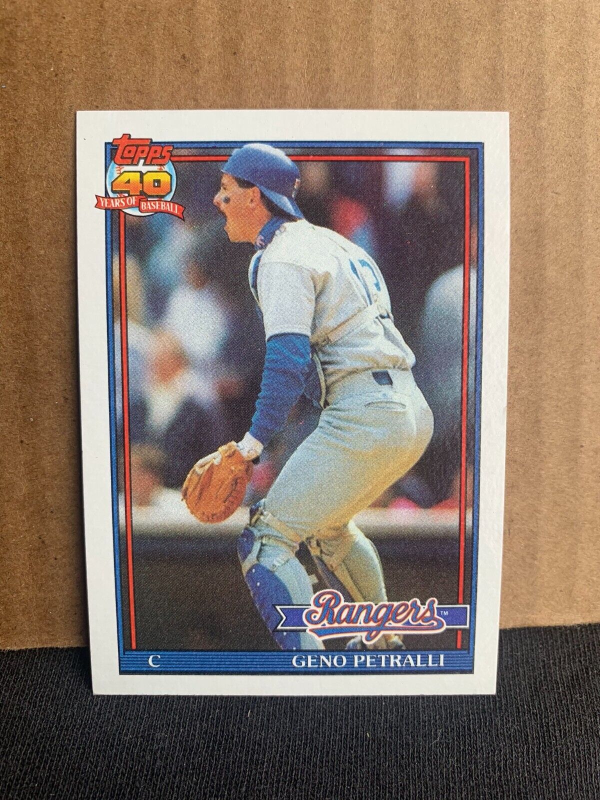 1991 Topps Baseball Card Texas Rangers Geno Petralli