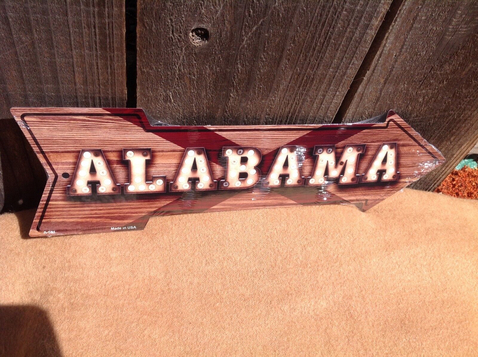 Alabama State Flag This Way To Arrow Sign Directional Novelty Metal 17" x 5"