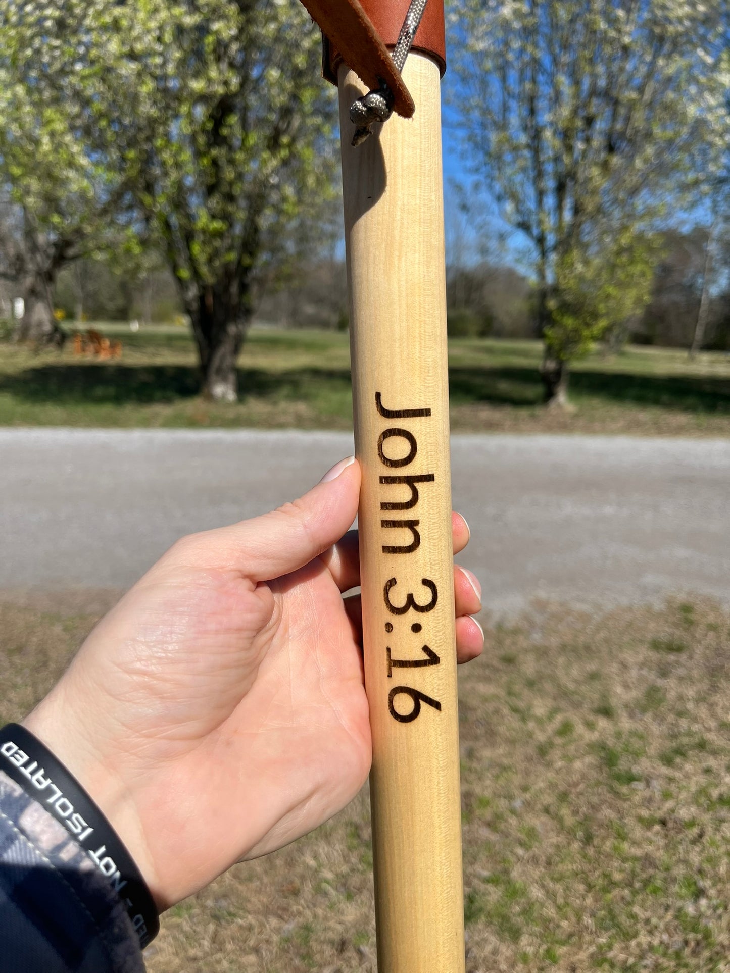 Jesus Carrying Cross, John 3:16, Natural Earth Tones Poplar Wood Walking Stick, Hiking Staff, Bible Verse, Personalized Gift