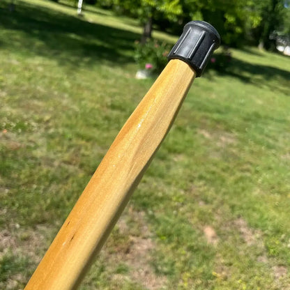 Rubber non-slip tip on handcrafted Jesus Reigns USA wood walking cane — durable safety ferrule