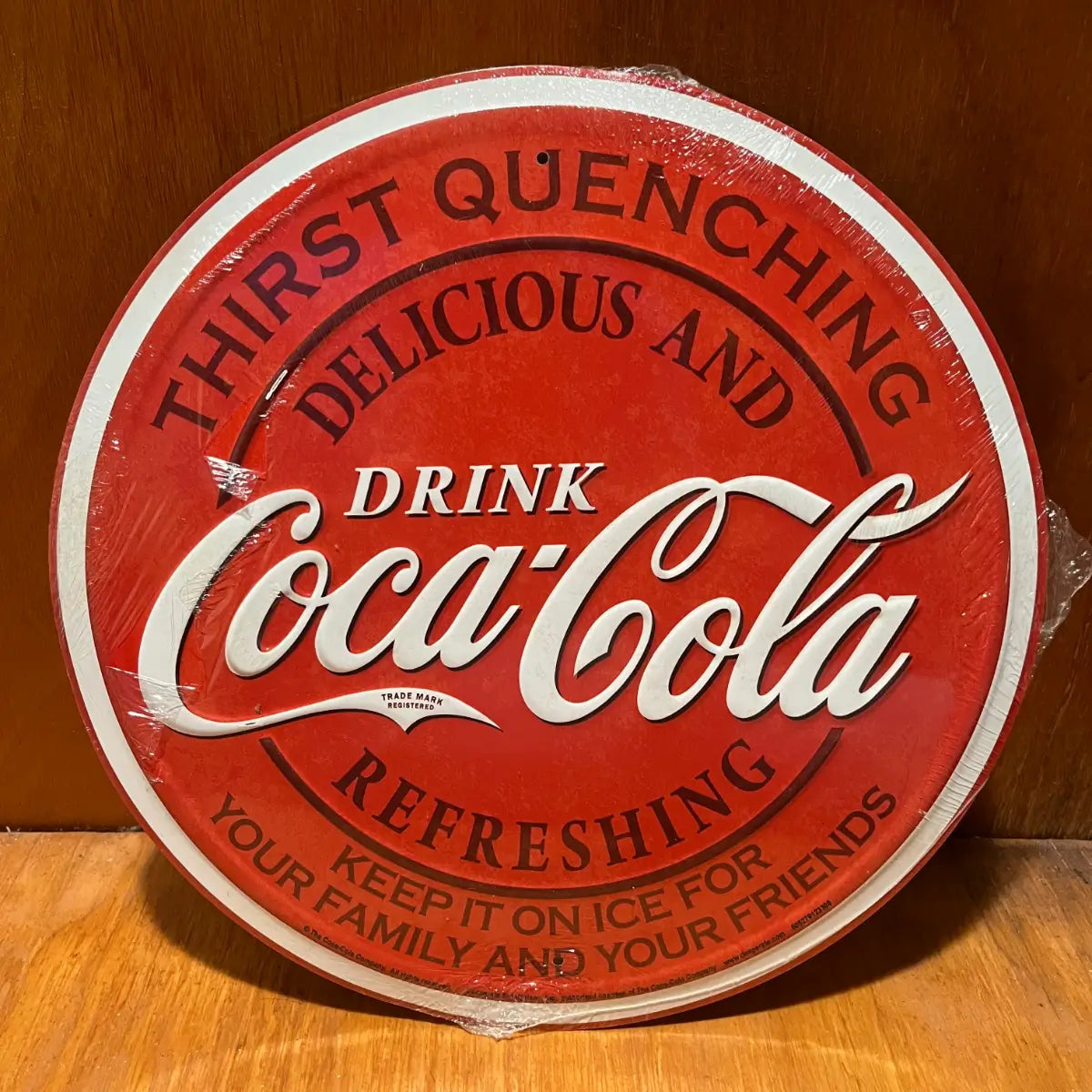 Embossed Coke Classic Family Sign - Round Steel Metal