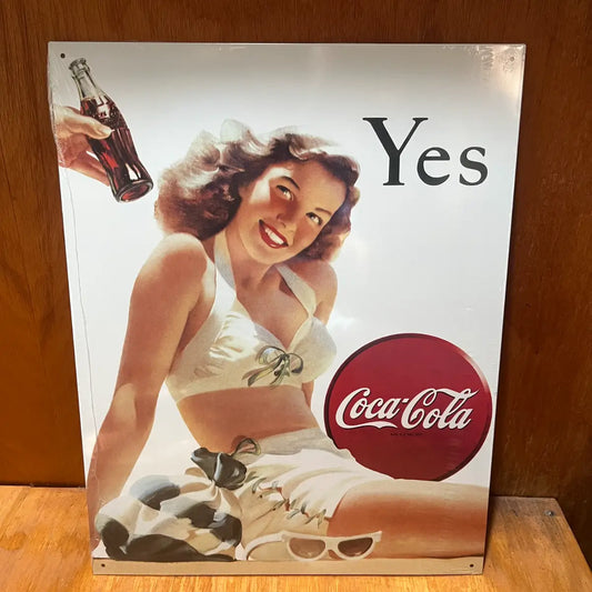 Coke Swimsuit Yes Girl Sign - Tin Metal