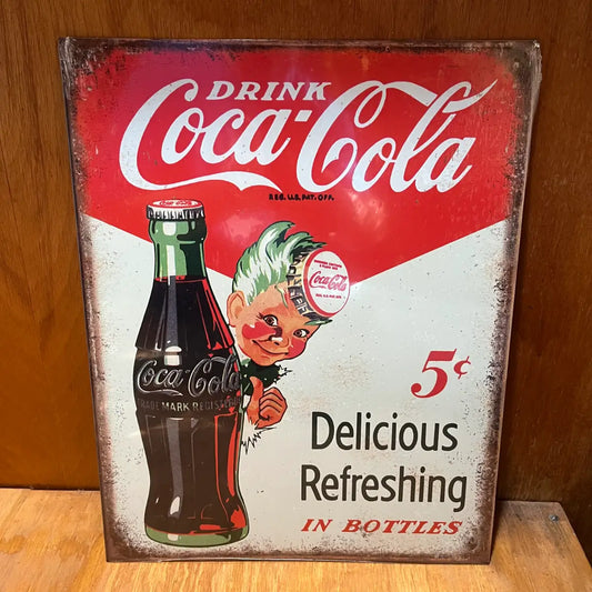 Coke Bottle Sprite Boy Sign - Tin Metal