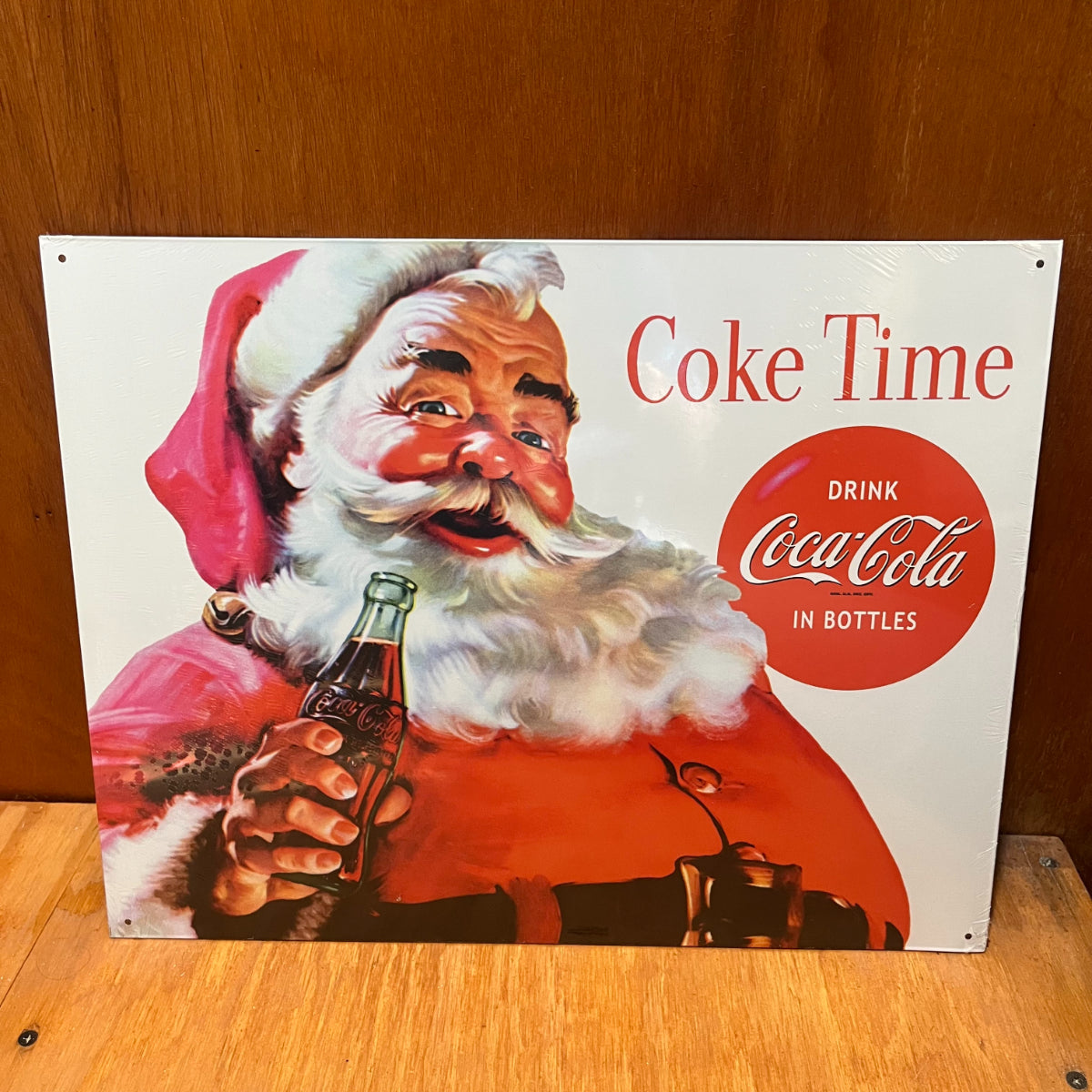 Coke Time Santa Clause Sign - Tin Metal