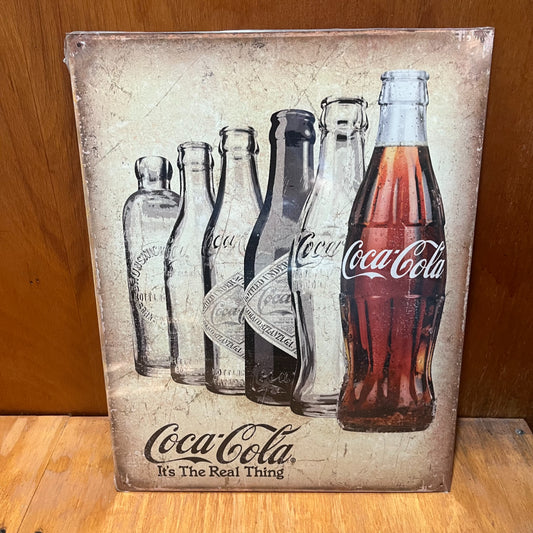 Coke Bottle Evolution Real Thing Sign - Tin Metal