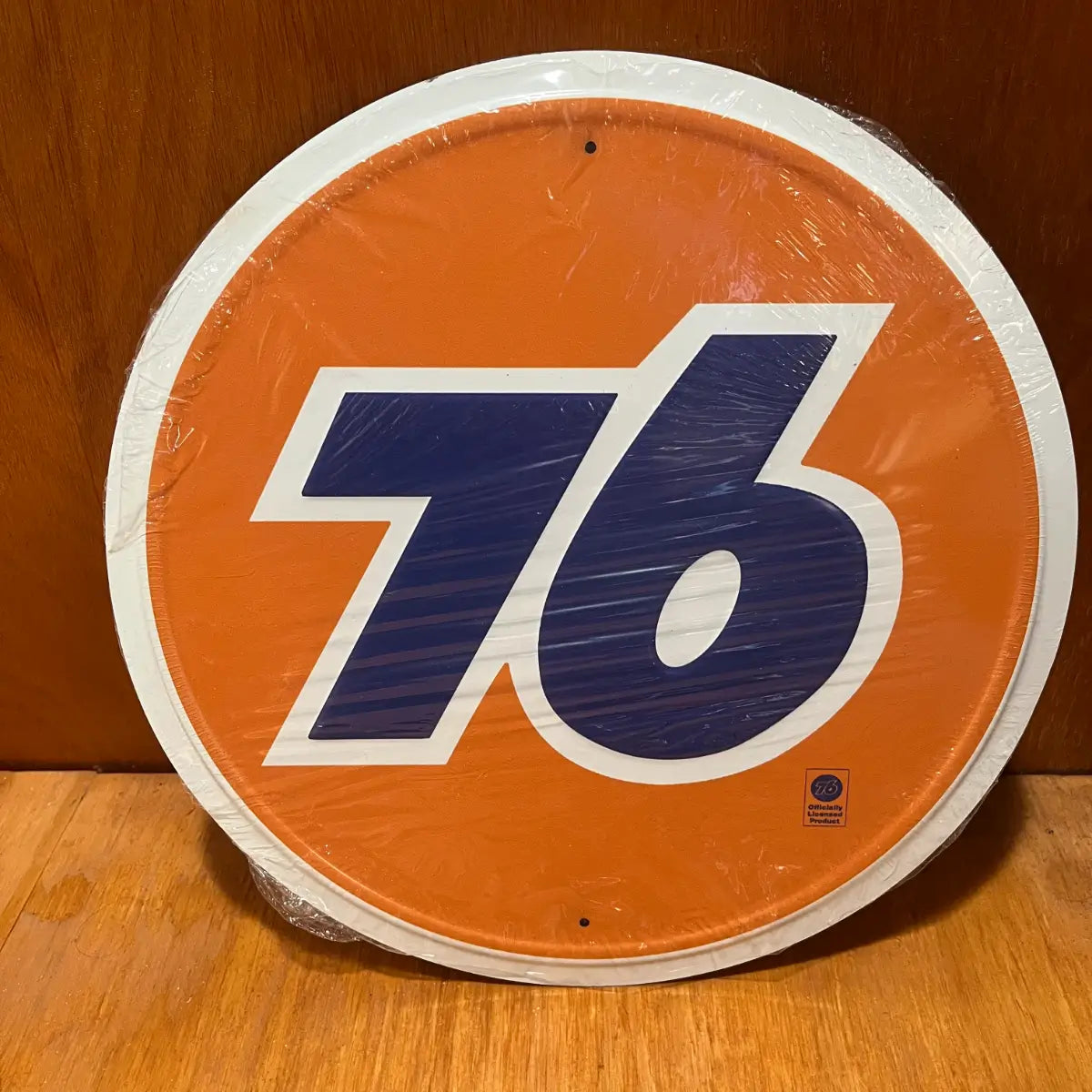 Embossed Union 76 Gas Oil Sign - Round Steel Metal