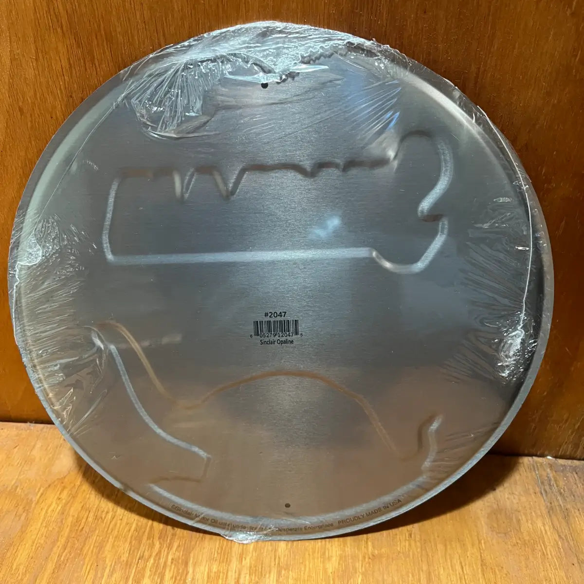 Embossed Sinclair Opaline Gas Motor Oil Sign - Round Steel Metal
