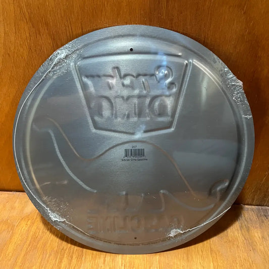 Embossed Sinclair Dino Gas Motor Oil Sign - Round Steel Metal