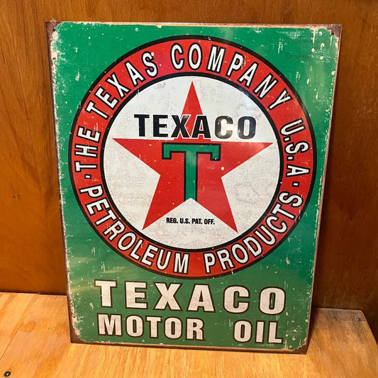Texaco Petroleum Gas Motor Oil Sign - Tin Metal