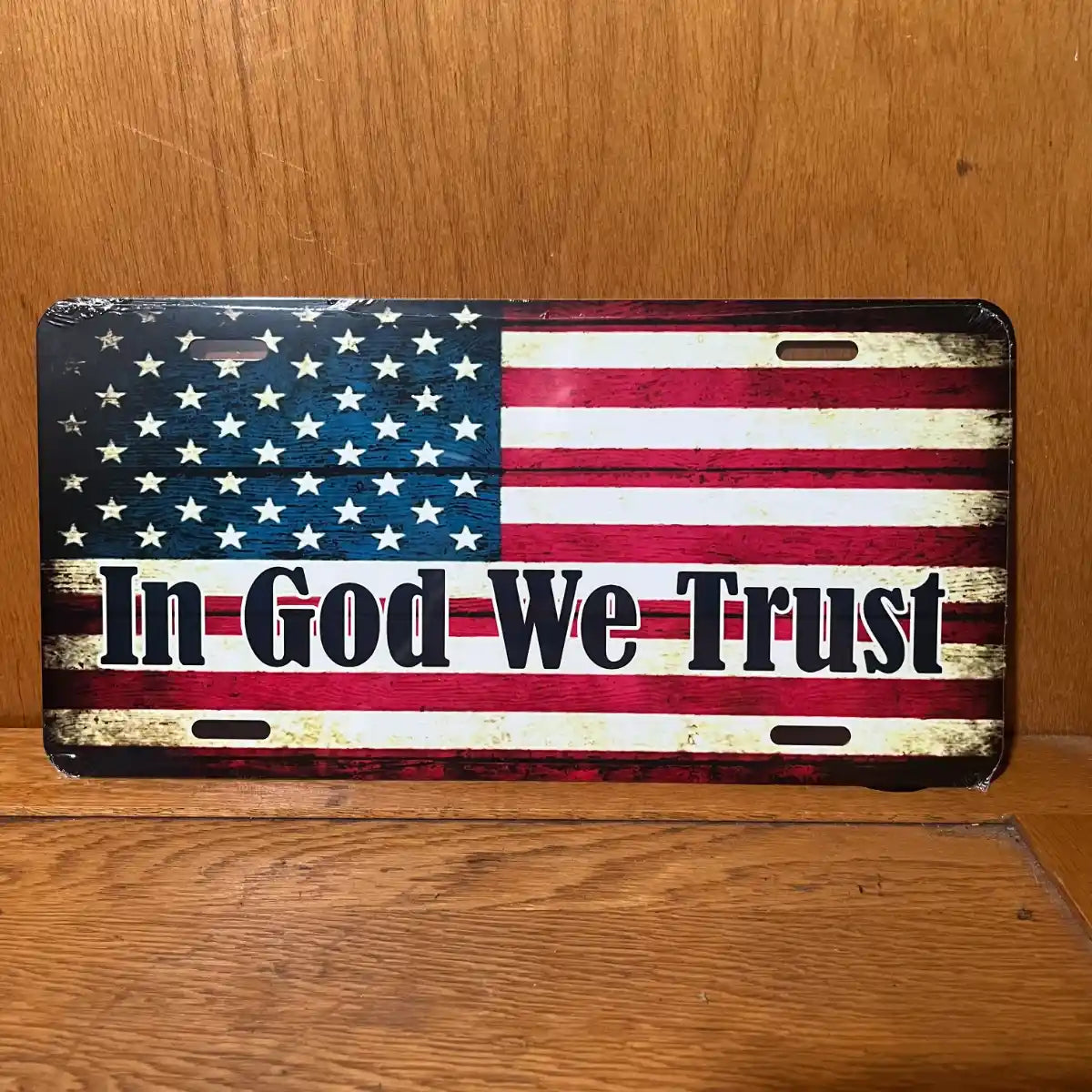 In God We Trust American Flag - License Plate