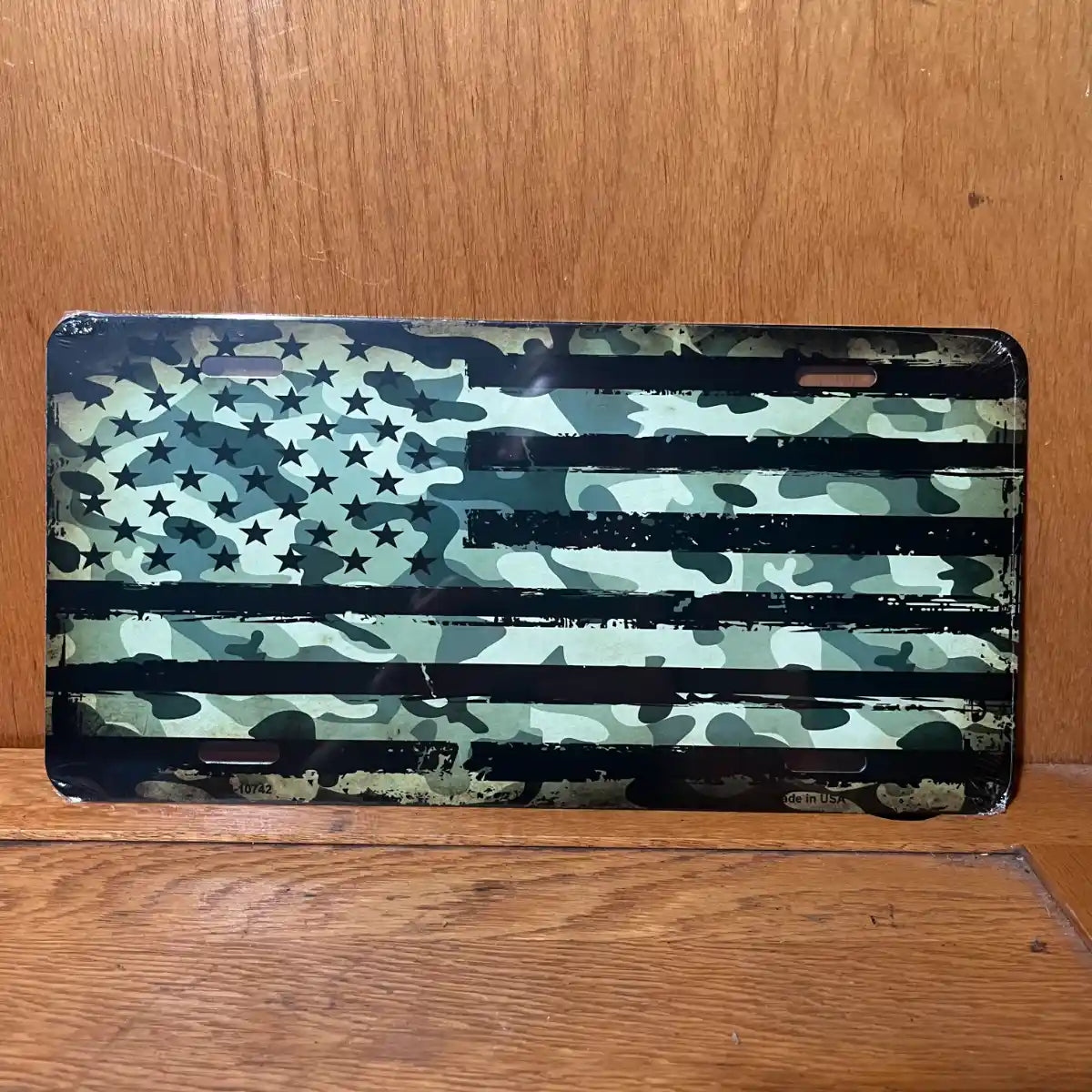 Camouflage American Flag - License Plate