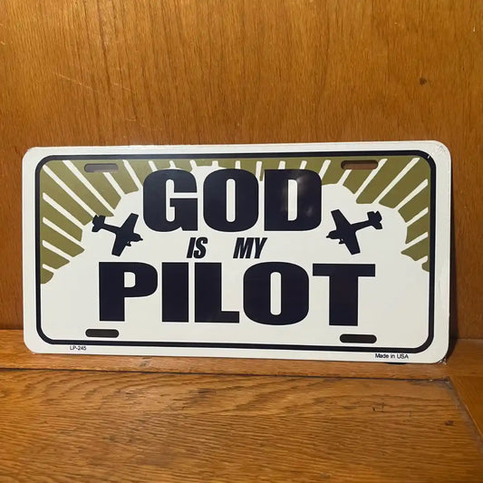 God is My Pilot - License Plate