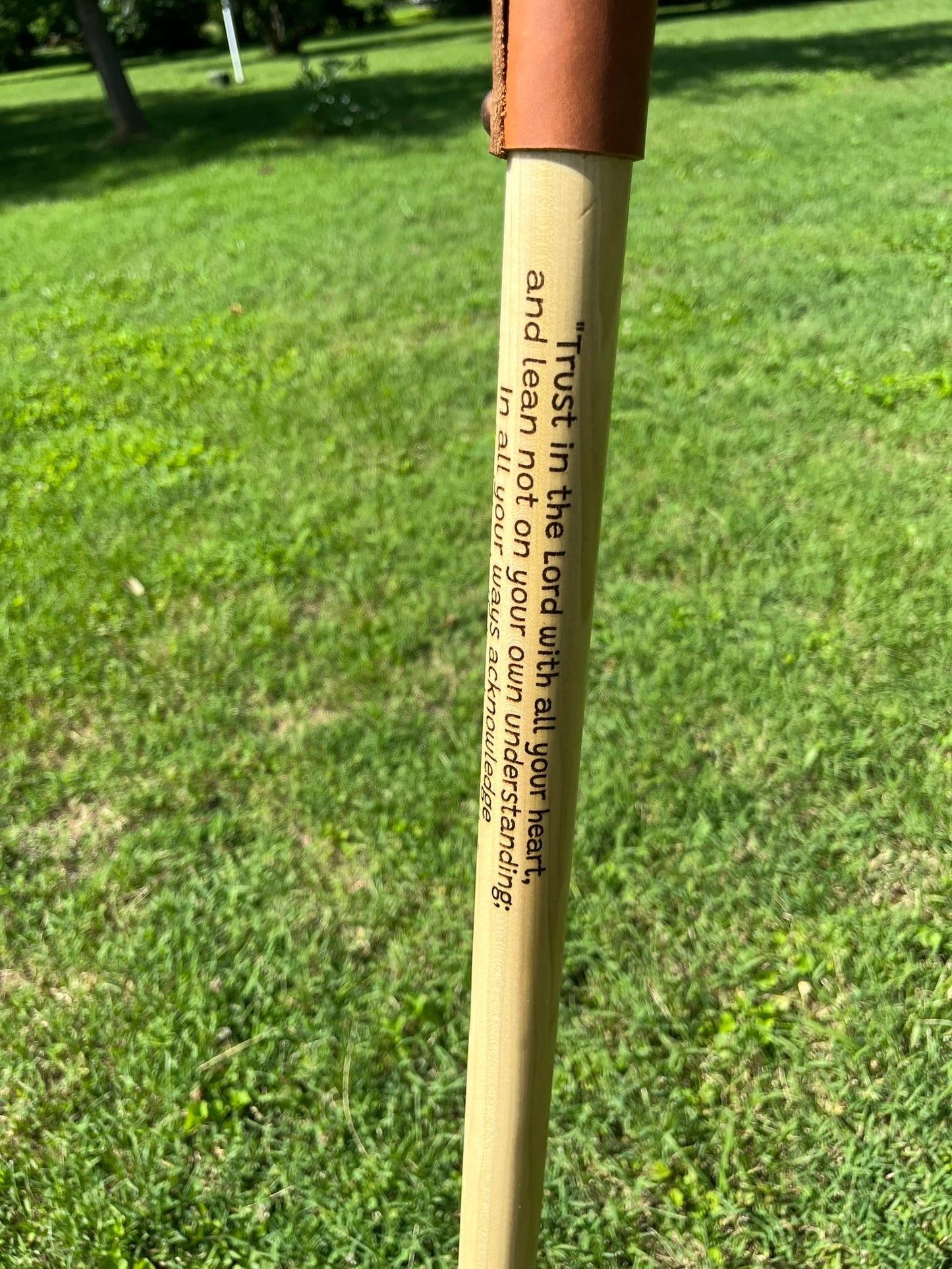 Proverbs 3:5-6, Natural Earth Tones Poplar Wood Walking Stick, Hiking Staff, Bible Verse, Personalized Gift