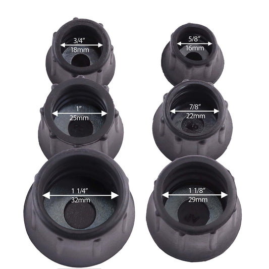 Replacement Cane tips - rubber w/ steel insert - walking stick & hiking staff - 5/8-1 1/4"