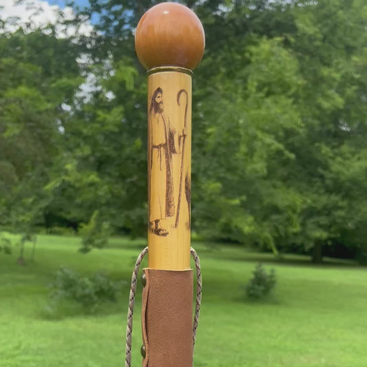 Jesus & Sheep Walking Cane - Scripture Engraved Heirloom Gift