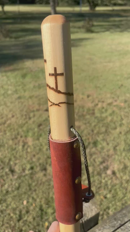Three Crosses Calvary, Jeremiah 29:11 Jesus Christ Poplar Wood Walking Stick, Hiking Staff, Personalized Gift