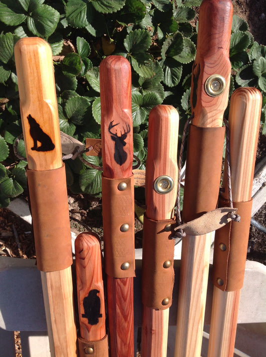 Rugged Terrain Redwood Cedar Walking Stick Wood Hiking Staff Hand Carved
