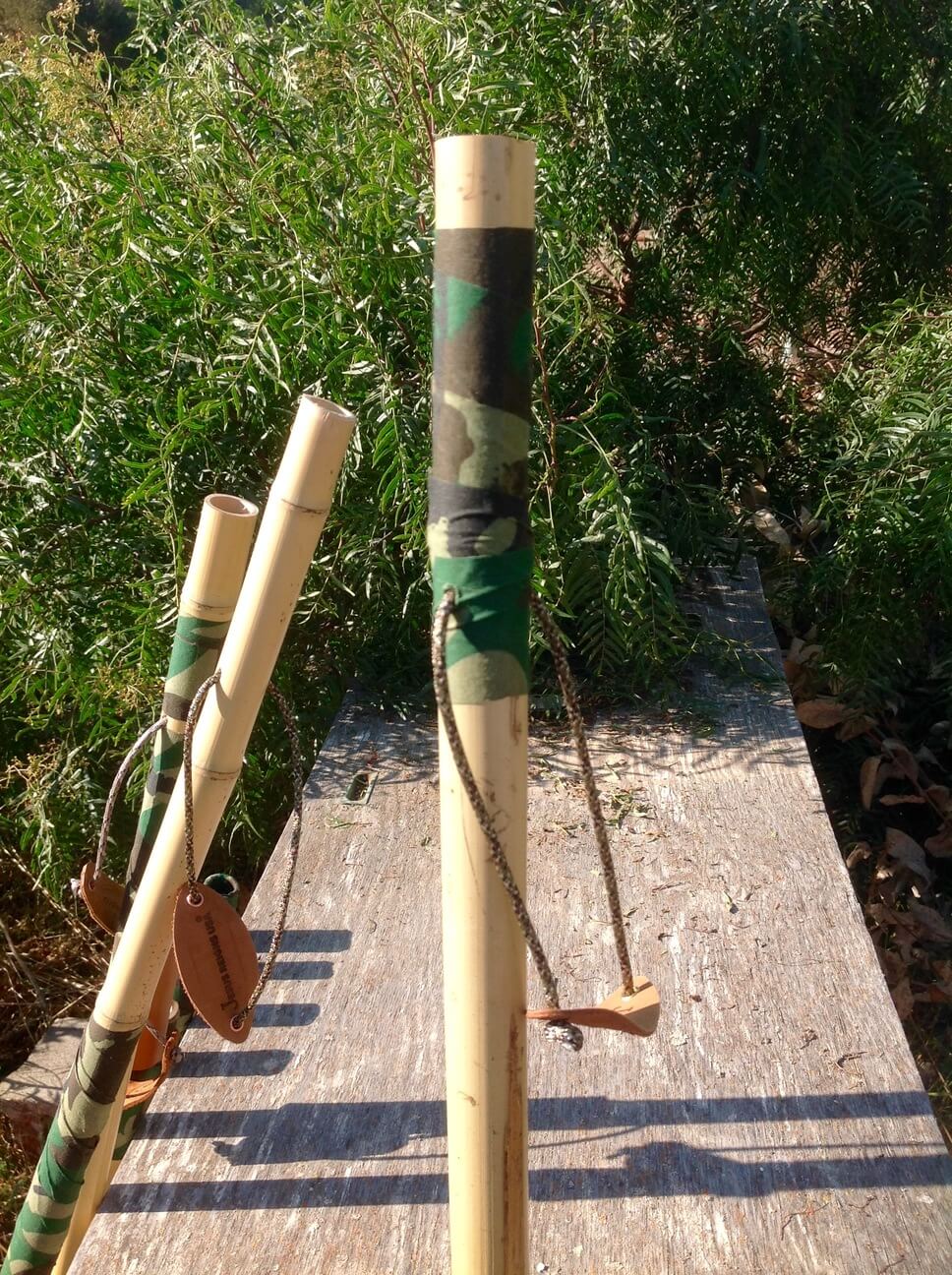 Camouflage 100% Bamboo Wooden Walking Stick Staff Hiking Trekking Pole