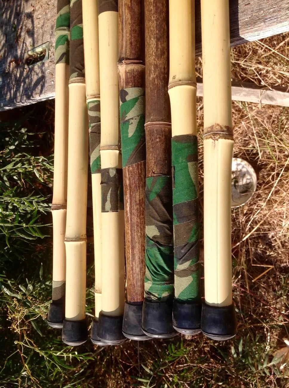 Camouflage 100% Bamboo Wooden Walking Stick Staff Hiking Trekking Pole