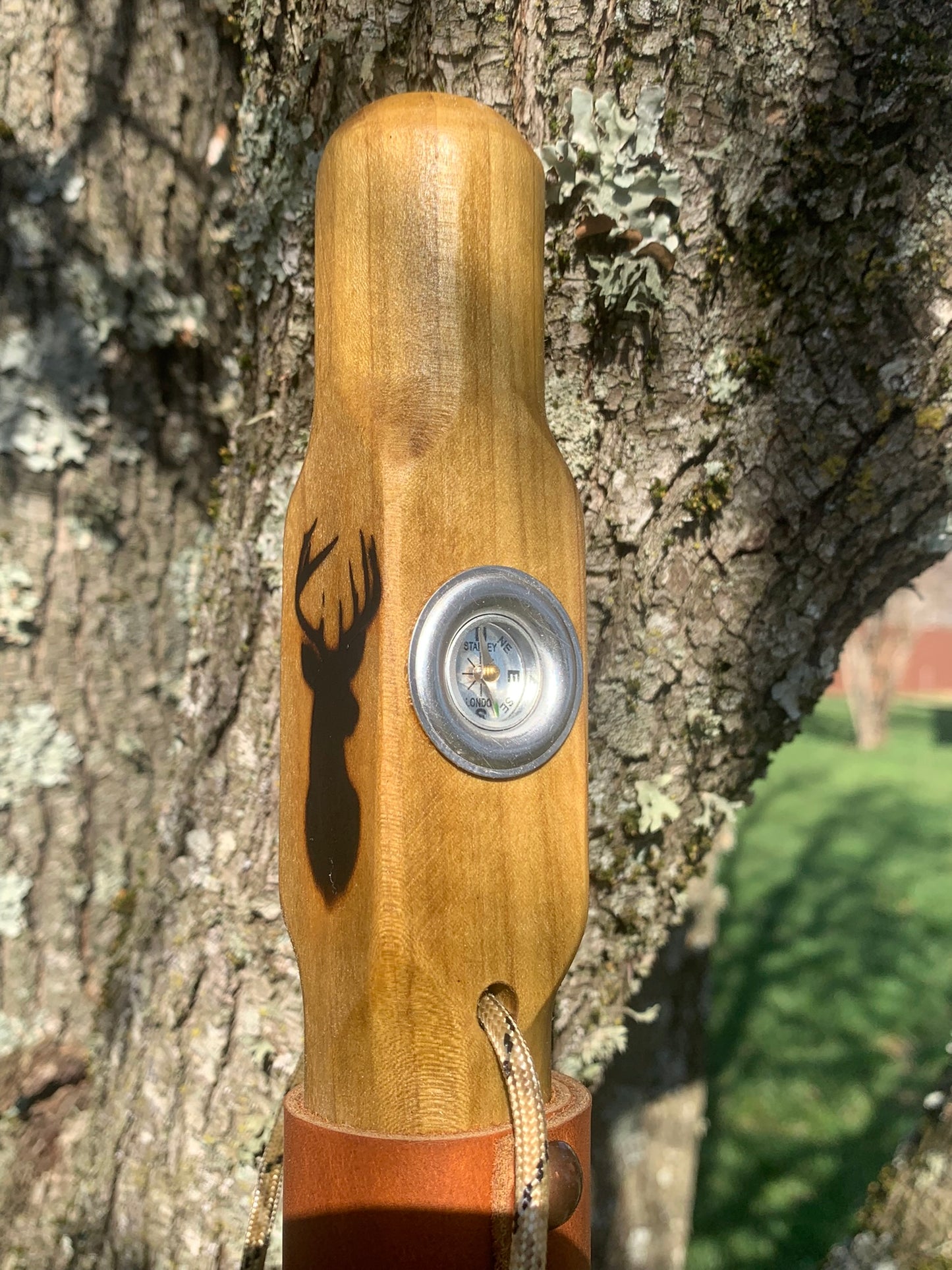 Natural Earth Tones Poplar Ash Hard Wood Walking Stick Hiking Staff Hand Carved Pole