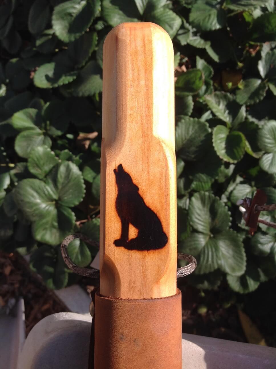 Howling Wolf Redwood Walking Stick Wood Hiking Staff Hand Carved